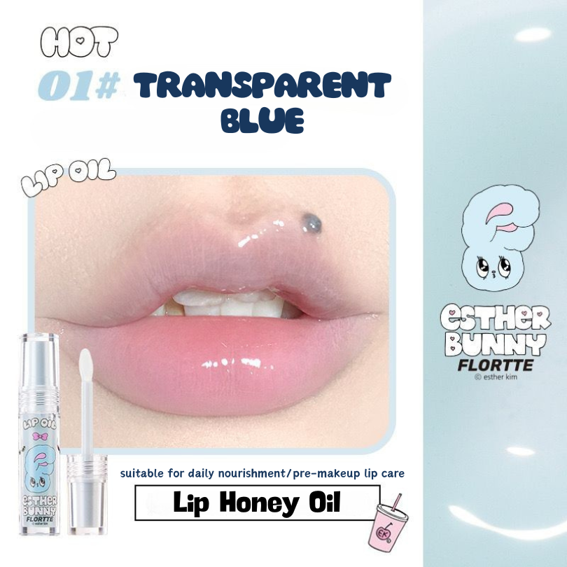 FLORTTE x Esther Bunny Lip Essence, Lip Serum,  Moisturizing Lip Gloss,  Lip Glaze, Lip Plumper, Hydrating Lip