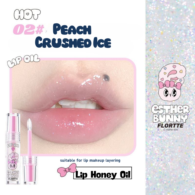 FLORTTE x Esther Bunny Lip Essence, Lip Serum,  Moisturizing Lip Gloss,  Lip Glaze, Lip Plumper, Hydrating Lip