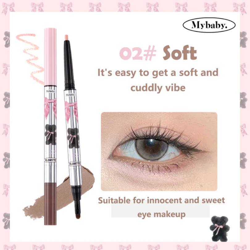 FLORTTE 双头卧蚕阴影笔 Silkworm Shadow Pen, 2 in 1 Aegyo-Sal, Waterproof, Smudgeproof, Eye Looks Big Makeup