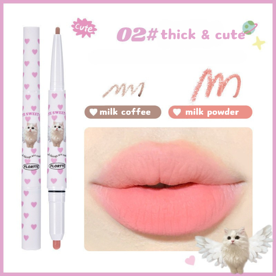 FLORTTE Lipstick Pencil Lip Liner Matte Lipstick Silky Soft Moist Rich Color
