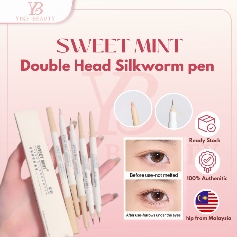 Sweet Mint Lying Silkworm Pencil Crease Brightening Double Head Brown Eyeliner Pen