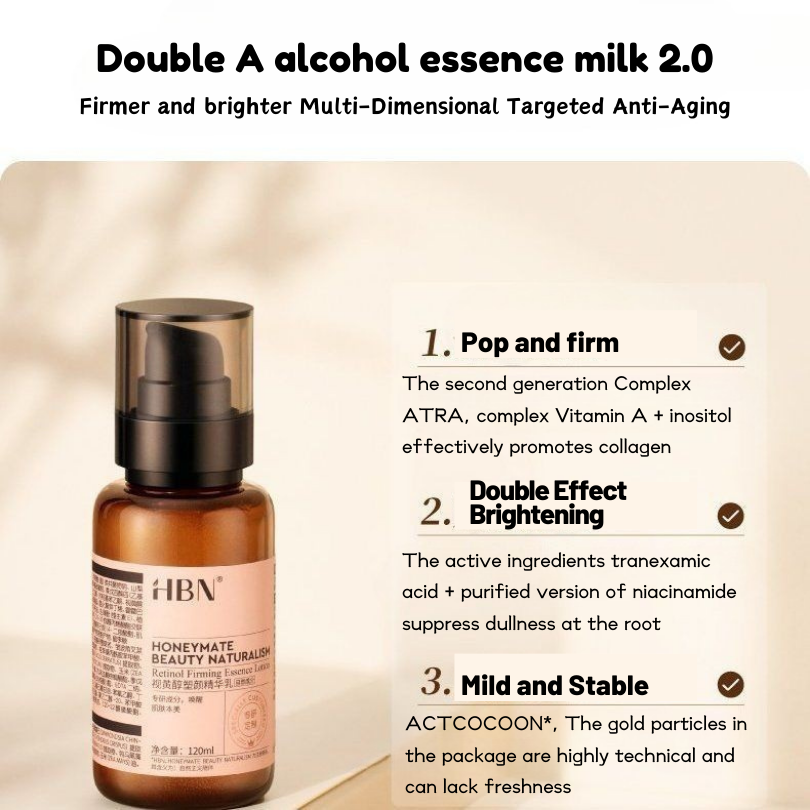 HBN Arbutin Revitalizing and Retinol Firming Essence Lotion for Anti Aging, Uneven Skin Tone, Dullness, Revitalizing and Firming