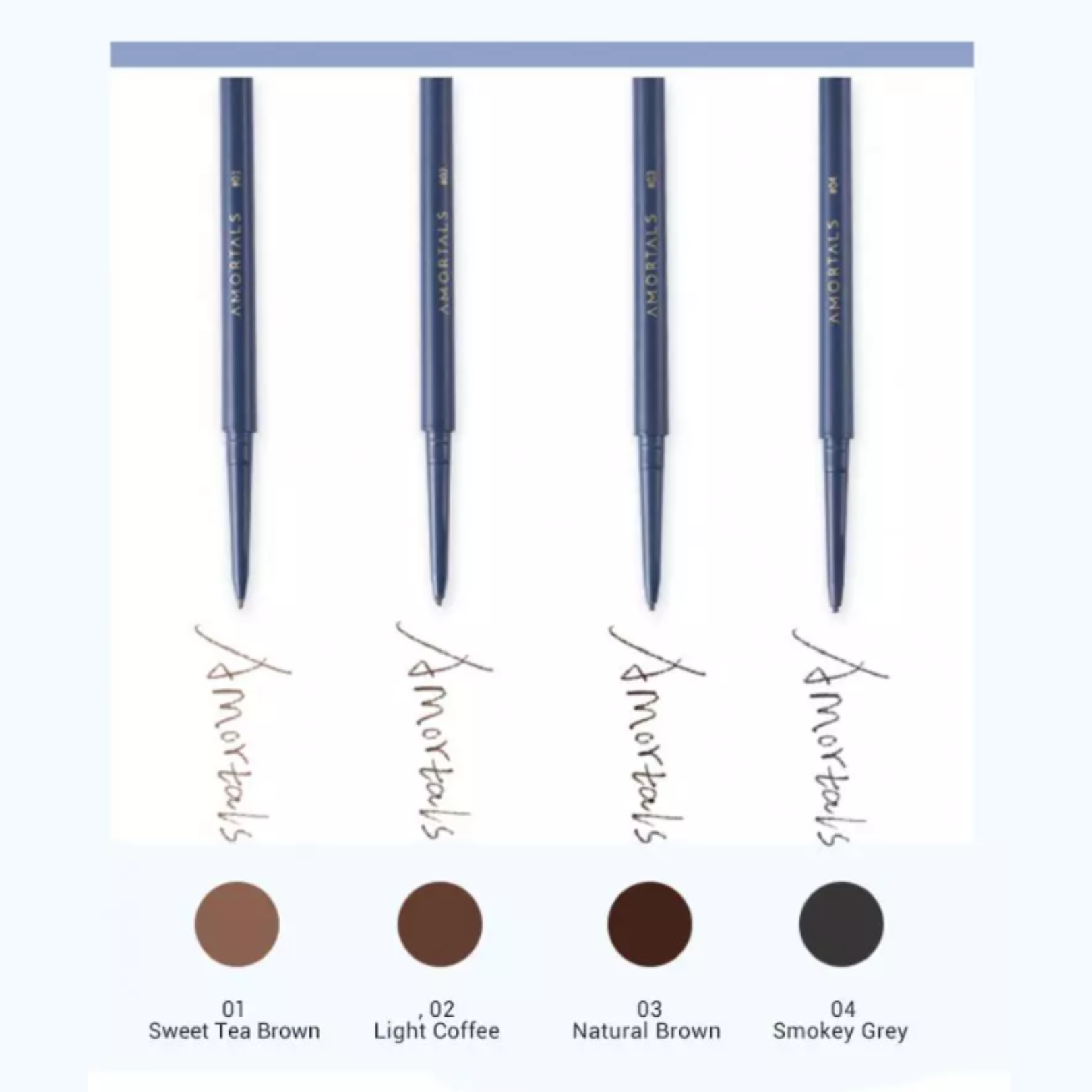 AMORTALS 砍刀眉笔 Double Headed Rotating Natural Fine Eyebrow Pencil Waterproof and Long-lasting