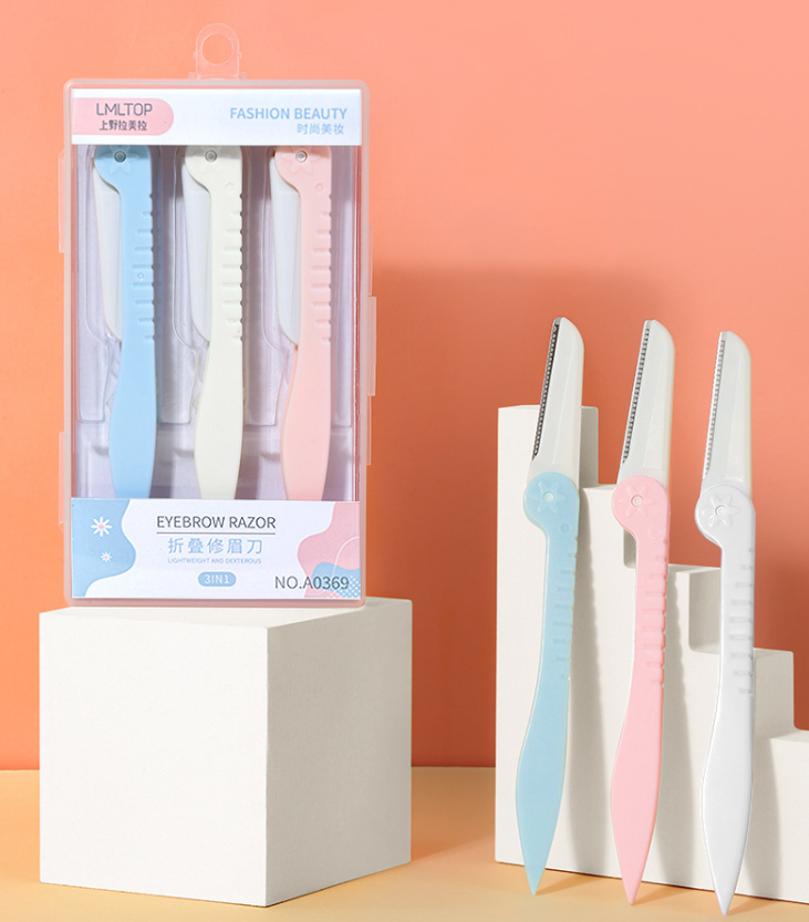 LMLTOP 修眉刀专业修眉刀剃须刀片 Eyebrow Trimmer Shaver Knife Foldable