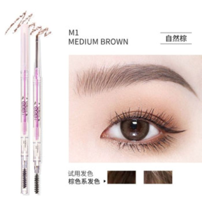FLORTTE Wonderful Eyebrow Waterproof Dual End Eyebrow Pencil With Brush Fine Nib