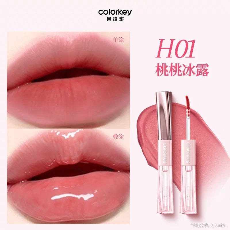 Colorkey 珂拉琪 持光锁色双头唇釉 Long-Wear Color-Lock Dual-Ended Lip Glaze Long Lasting Lip Tint Glossy Lip Makeup