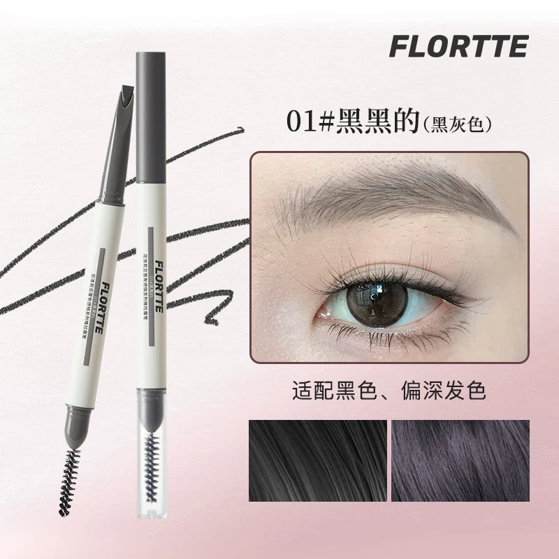 FLORTTE 眉有烦恼 推拉眉笔 Push-Pull Eyebrow Pencil Natural Brow Definer Long Lasting Brow Makeup